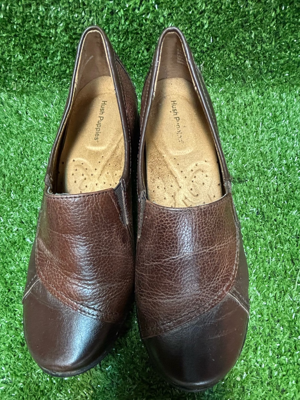Hush Puppies Two-Tone Brown Leather Slip-Ons